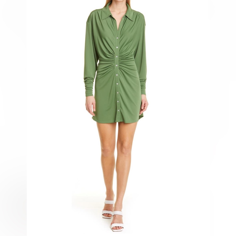 cinq a sept Olive Green Long Sleeve Shirt Dress